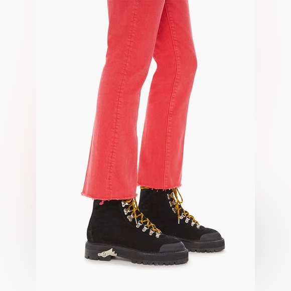 MOTHER HUSTLER ANKLE FRAY BOOTCUT JEAN - MARS RED BNWT - Picture 4 of 6
